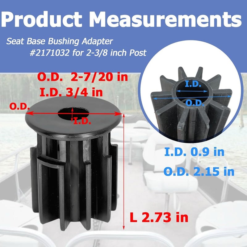 auaurly Hi-Lo Bushing,Seat Base Adapter 2171032 for 2-3/8 inch Post,Boat Seat Pedestal Bushing Fits Hi-Lo Seat Swivel Mount - Image 2